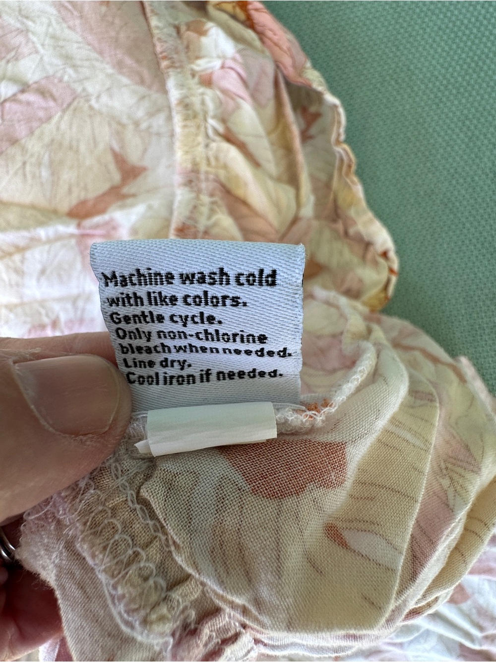 Nine West Pink, Cream & Orange Leaf-Print ruffled Summer Dress size L very cute - Picture 9 of 11